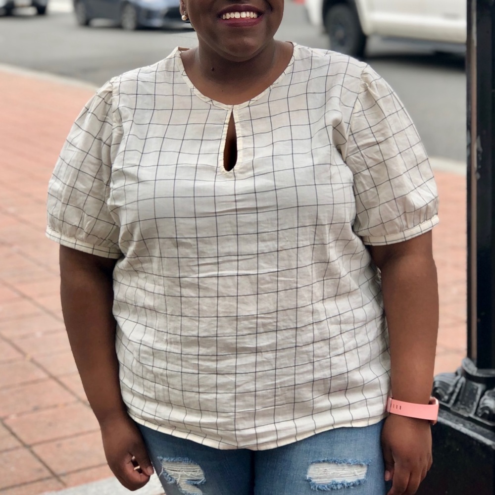 Pinstripe and Windowpane Old Navy Cotton Blouses